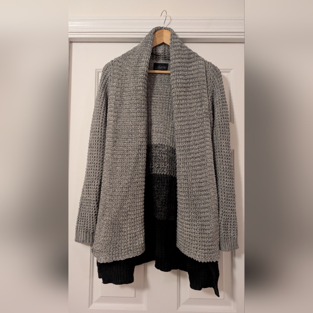 Line the label Gray Open-Front Knit Sweater